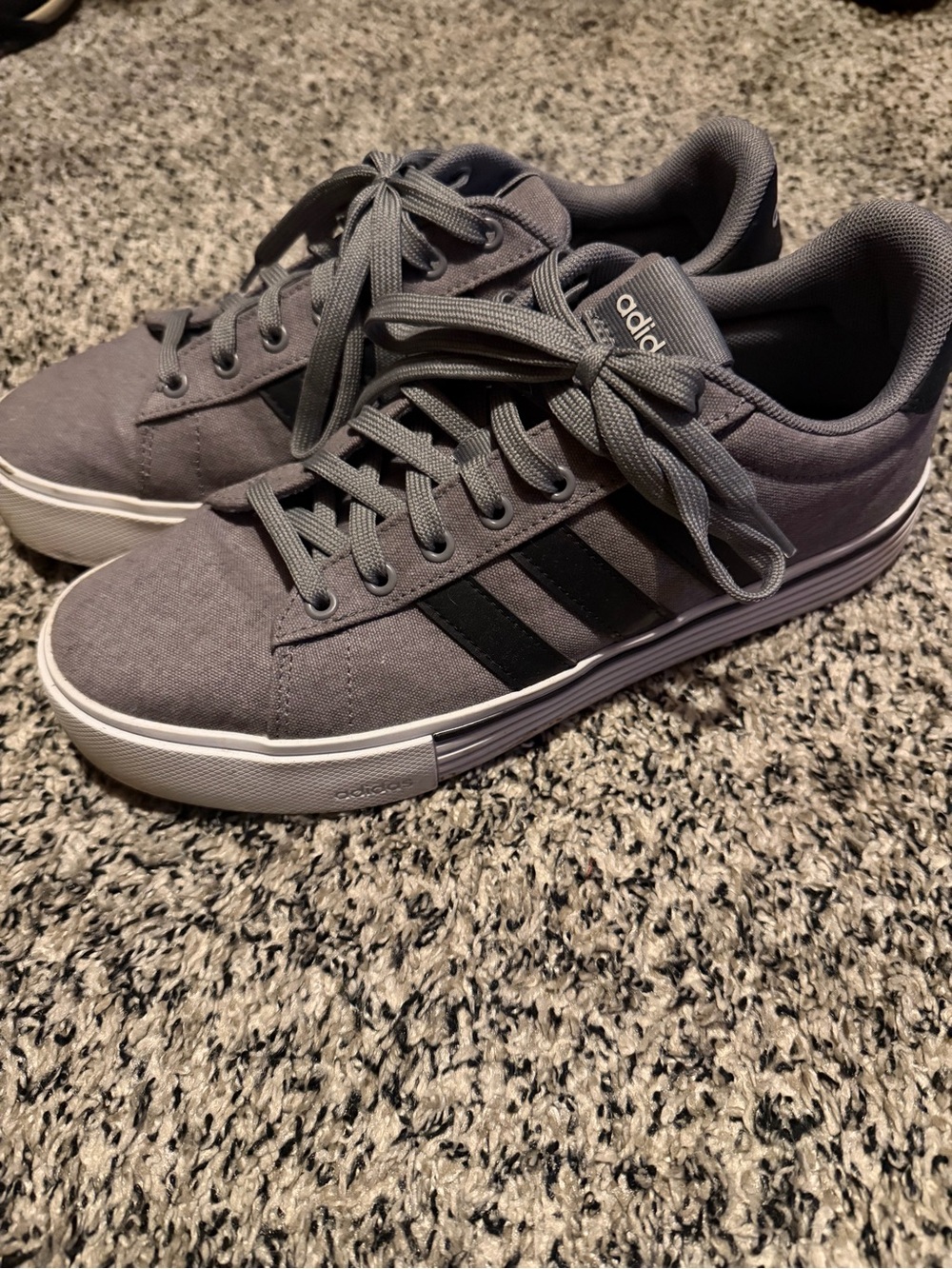 adidas Men’s Gray Sneakers with Black Stripes